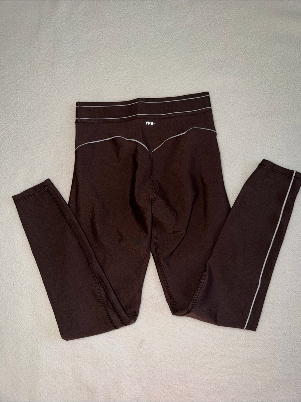 Abercrombie & Fitch Brown High-Waist Leggings with Light Contrast Piping